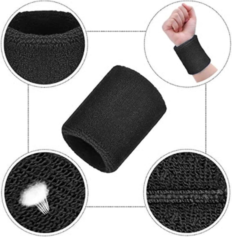 Magicorange 10 Pair Sweat Bands for Wrists,Tennis Wristband Absorbing Cotton Terry Cloths Arm Sweat Bands for Women Men Wrist Band for Football Basketball, Running - Image 3